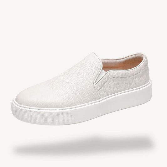 Men's Textured Leather Slip On Shoes - OutfitLondon