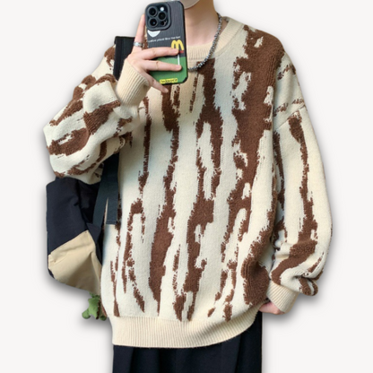 Men's Colorful Pattern Crew Neck Sweater