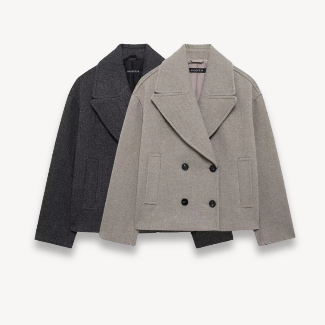 Classic Ladies Double Breasted Wool Overcoat