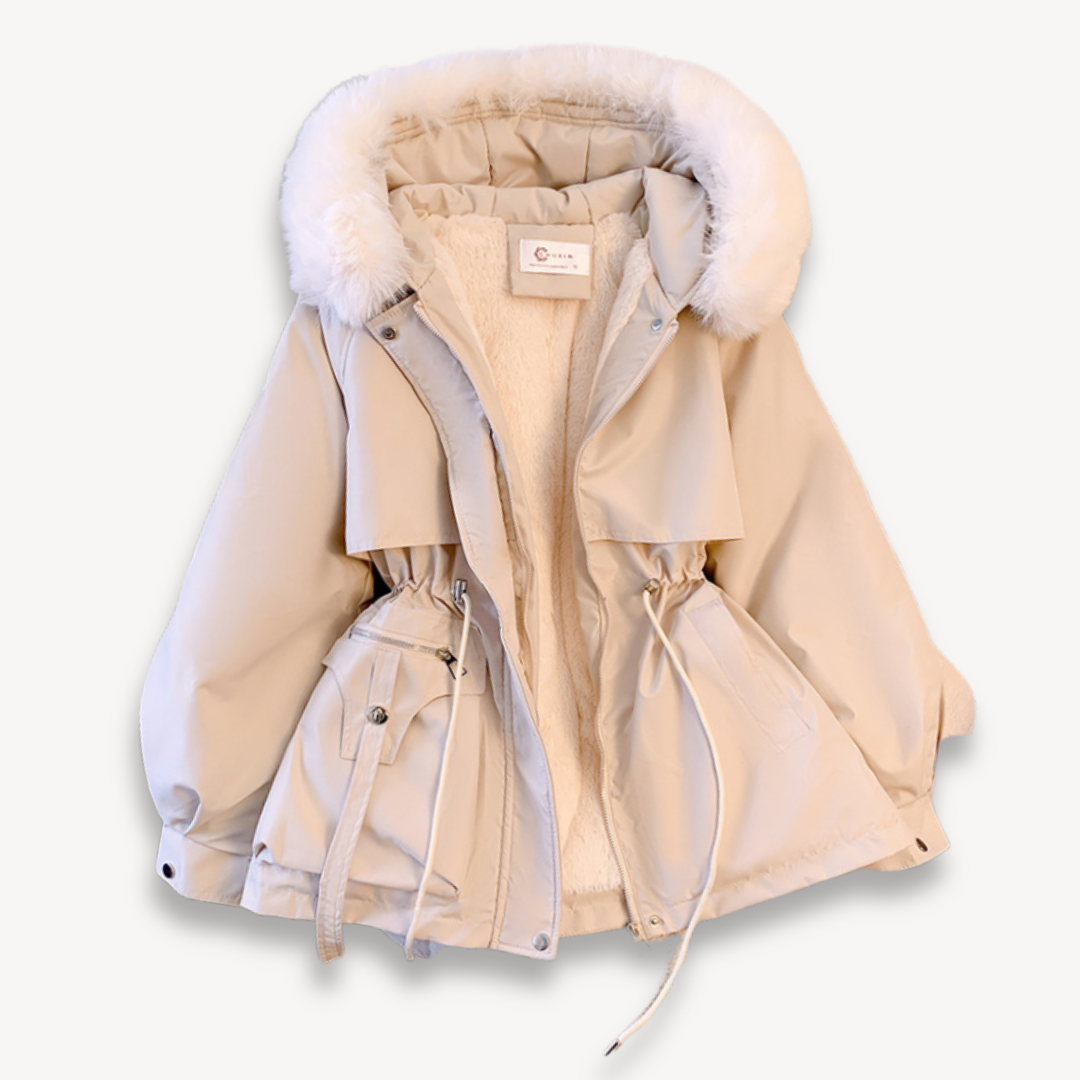 Ladies Synthetic Fur Trimmed Down Coat - OutfitLondon