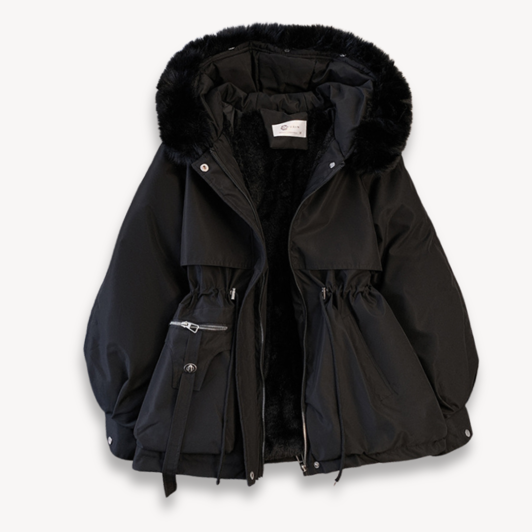Ladies Synthetic Fur Trimmed Down Coat