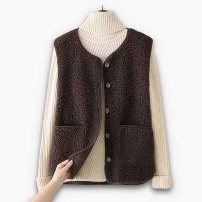 Warm Fleece Vest for Women - Cozy Sleeveless Winter Jacket - OutfitLondon