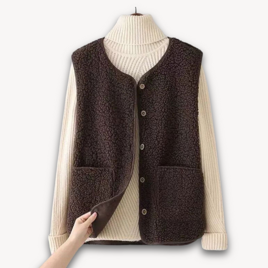 Warm Fleece Vest for Women - Cozy Sleeveless Winter Jacket - OutfitLondon