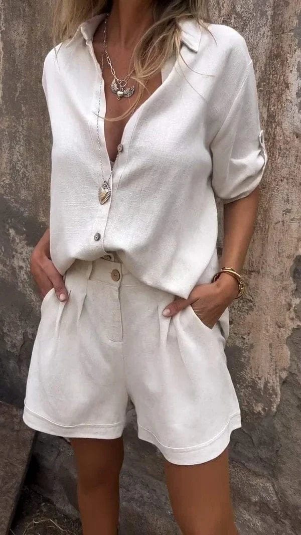 Lorelei Set | Linen Shorts and Blouse Set