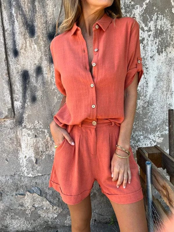 Lorelei Set | Linen Shorts and Blouse Set