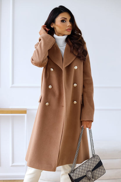 Warm Women's Double Breasted Wool Trench Coat