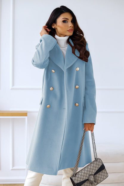 Warm Women's Double Breasted Wool Trench Coat