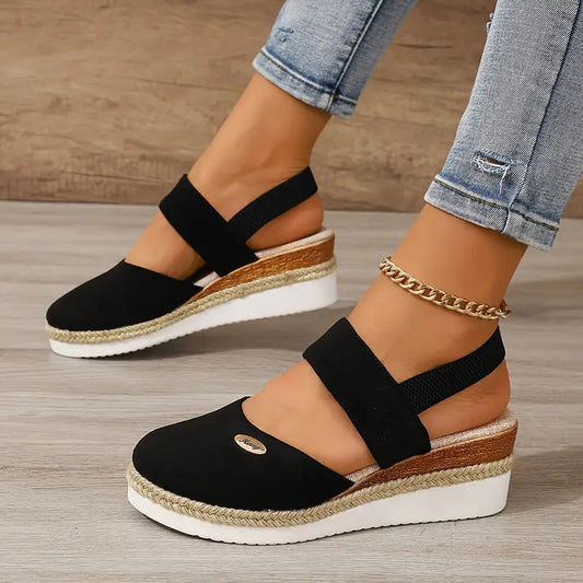 Comfortable Heeled Sandals with Adjustable Strap - OutfitLondon