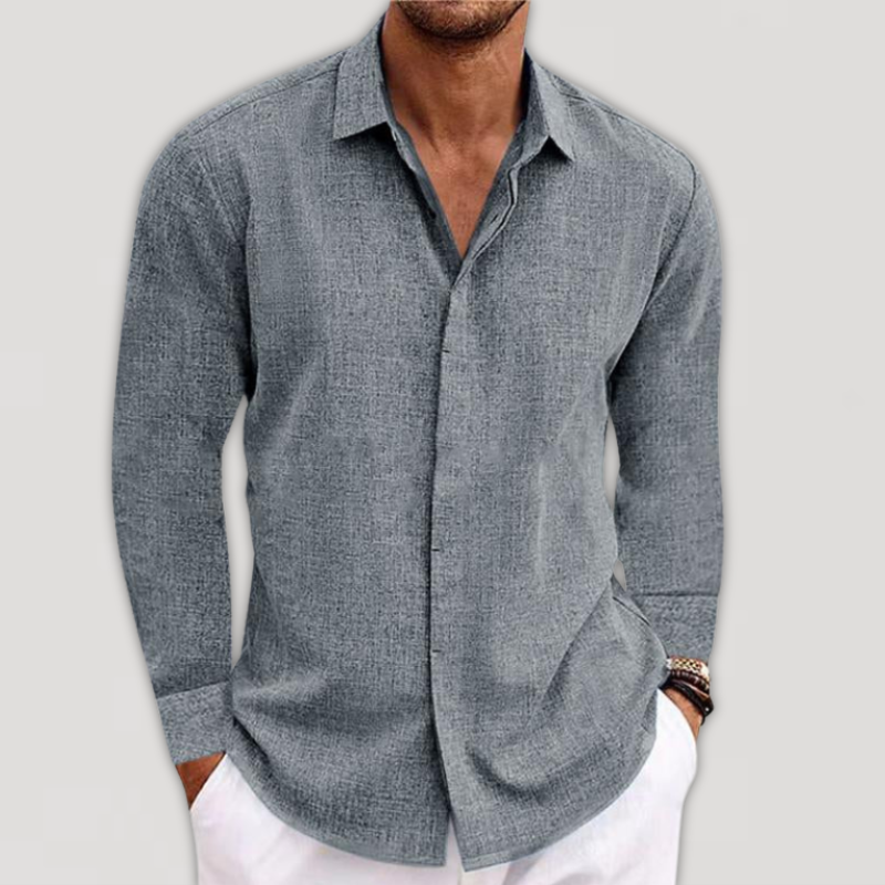 Lorino Men's Linen Long Sleeve Shirt - OutfitLondon