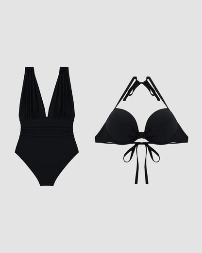 Lottie Deep Plunge Ruched Swimsuit