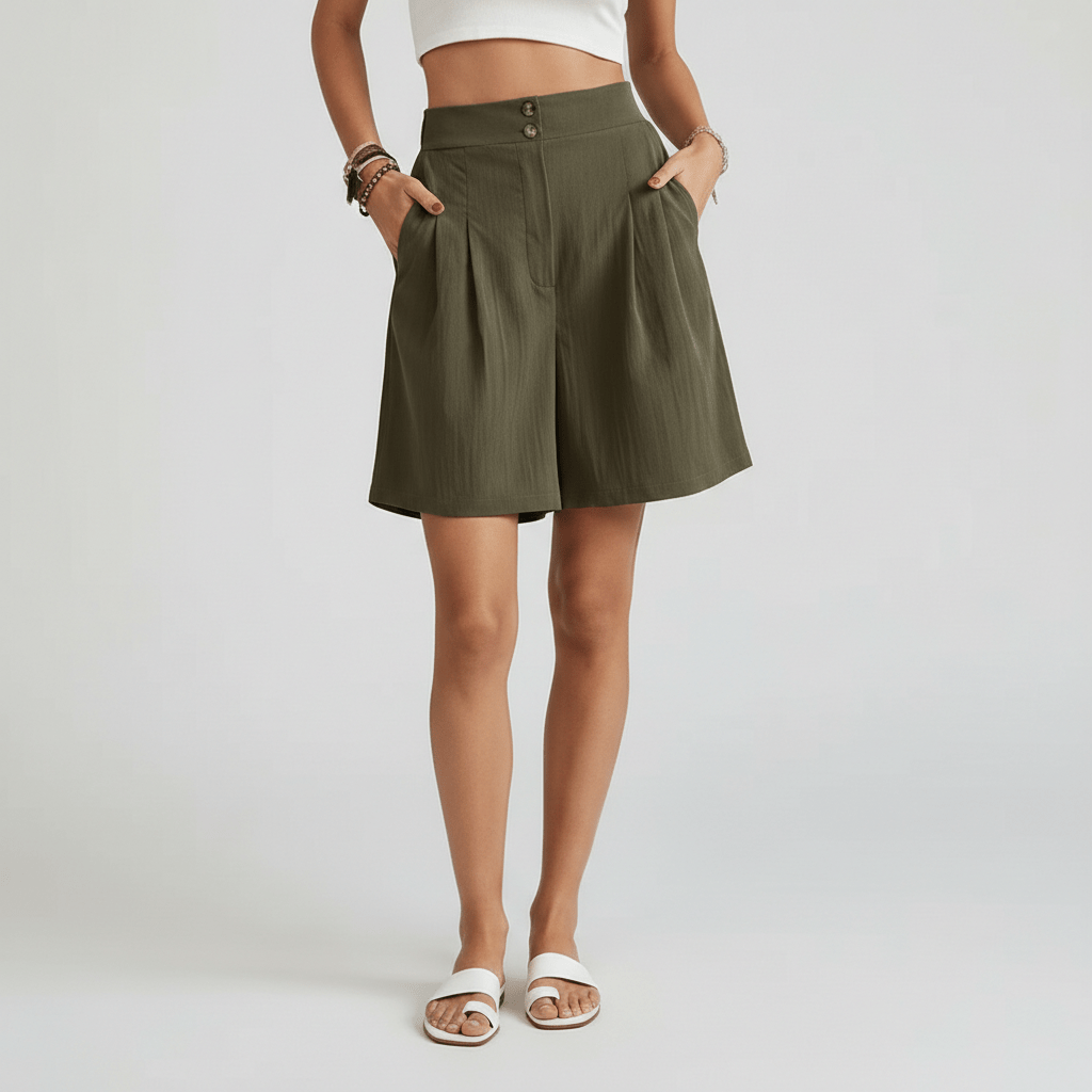 Elegant High Waisted Shorts Flowy Wide Leg Design