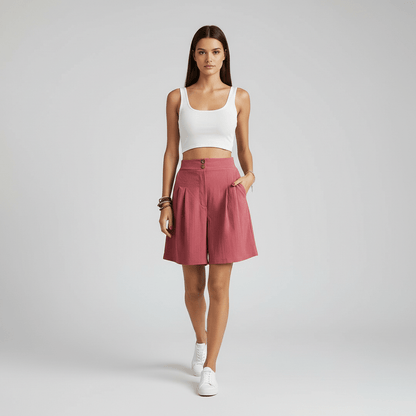 Elegant High Waisted Shorts Flowy Wide Leg Design