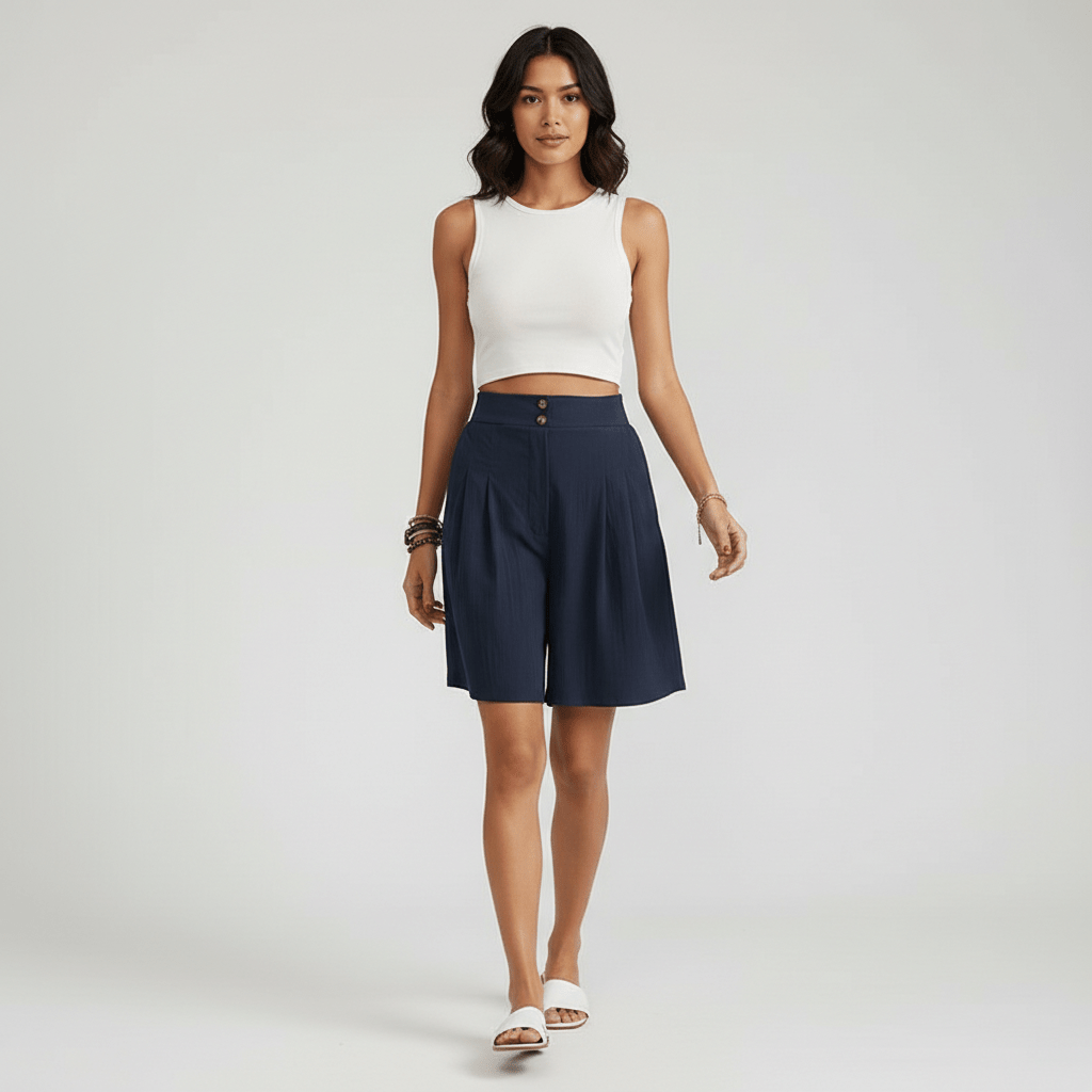 Elegant High Waisted Shorts Flowy Wide Leg Design