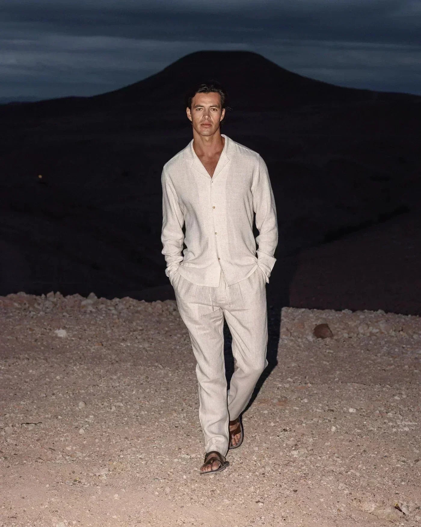 Men's Linen Summer Set Lightweight Beige