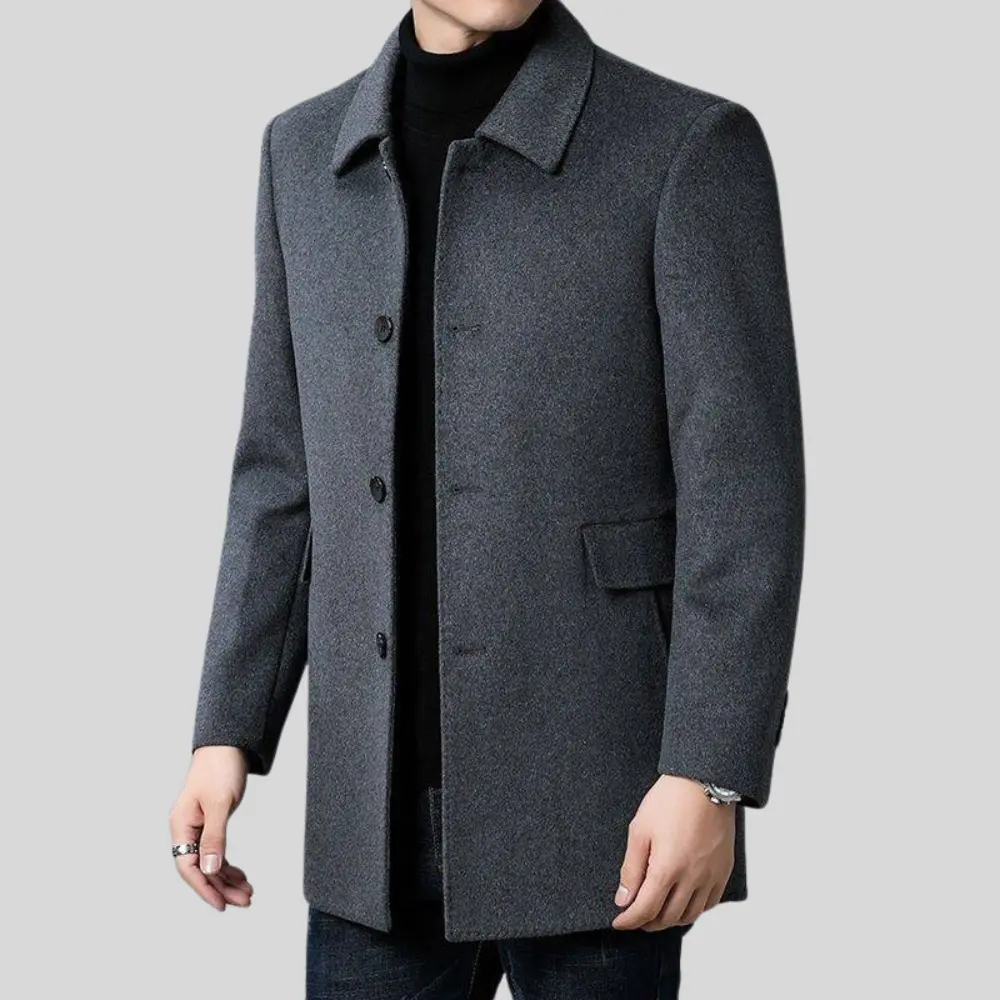 Men's Polyester Blend Tailored Coat