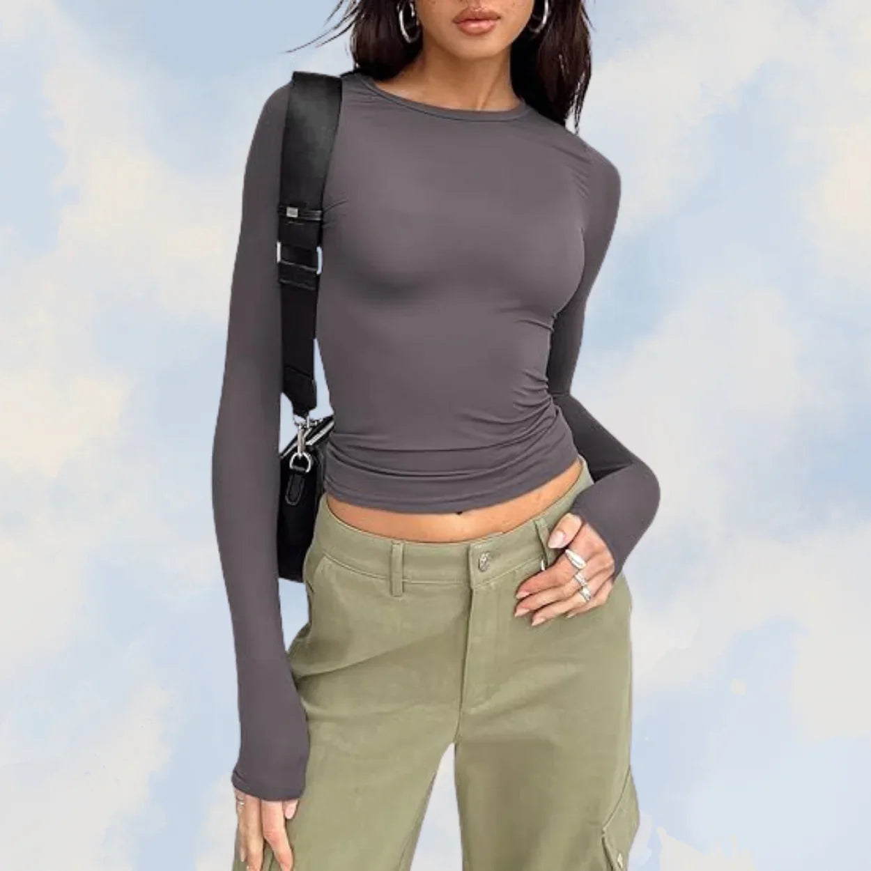 Relaxed Fit Classic Crew Neck Long Sleeve Shirt - OutfitLondon