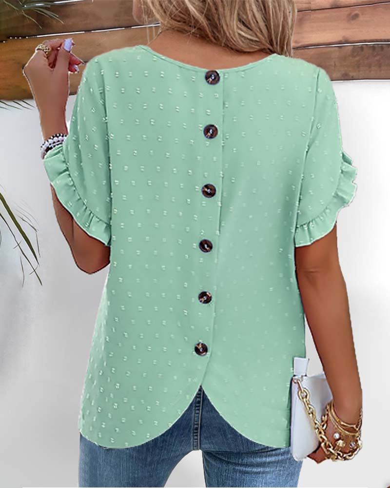 Chic Dot Ruffle Sleeve Women's Blouse