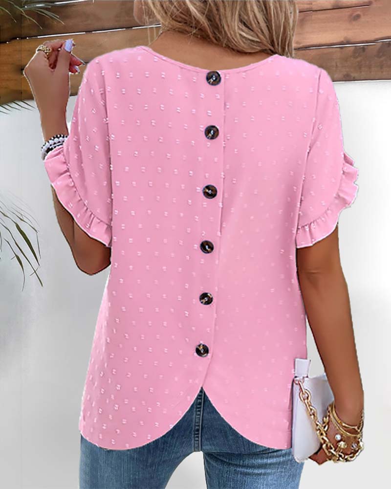 Chic Dot Ruffle Sleeve Women's Blouse