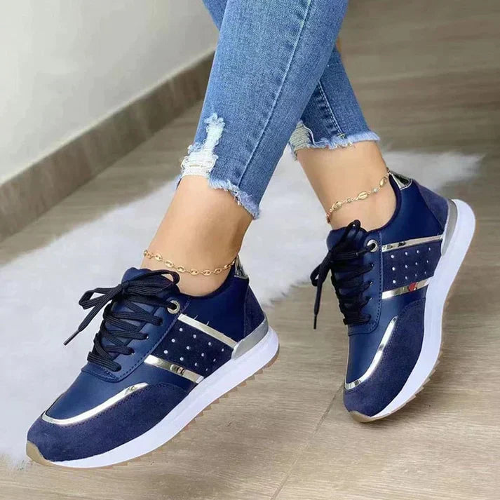 Chic Silver Accent Ladies Sneakers
