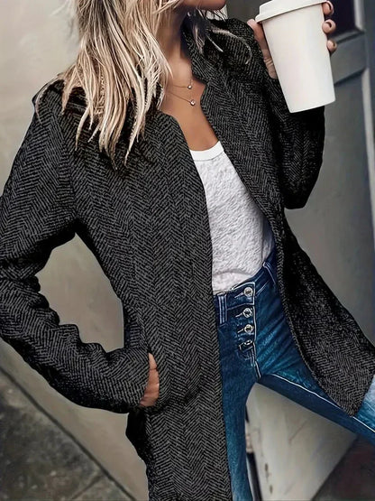 Relaxed Fit Open Front Women's Casual Trench Coat