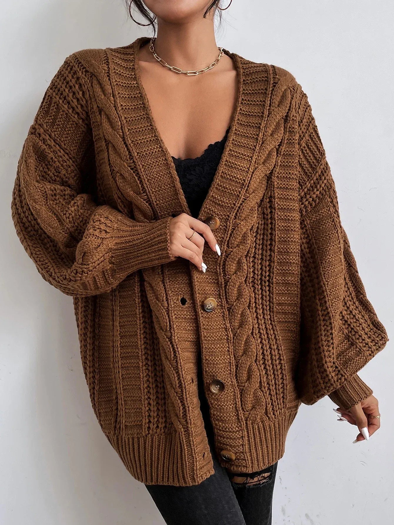 Soft Women's Oversized Knitted Cardigan Sweater - OutfitLondon