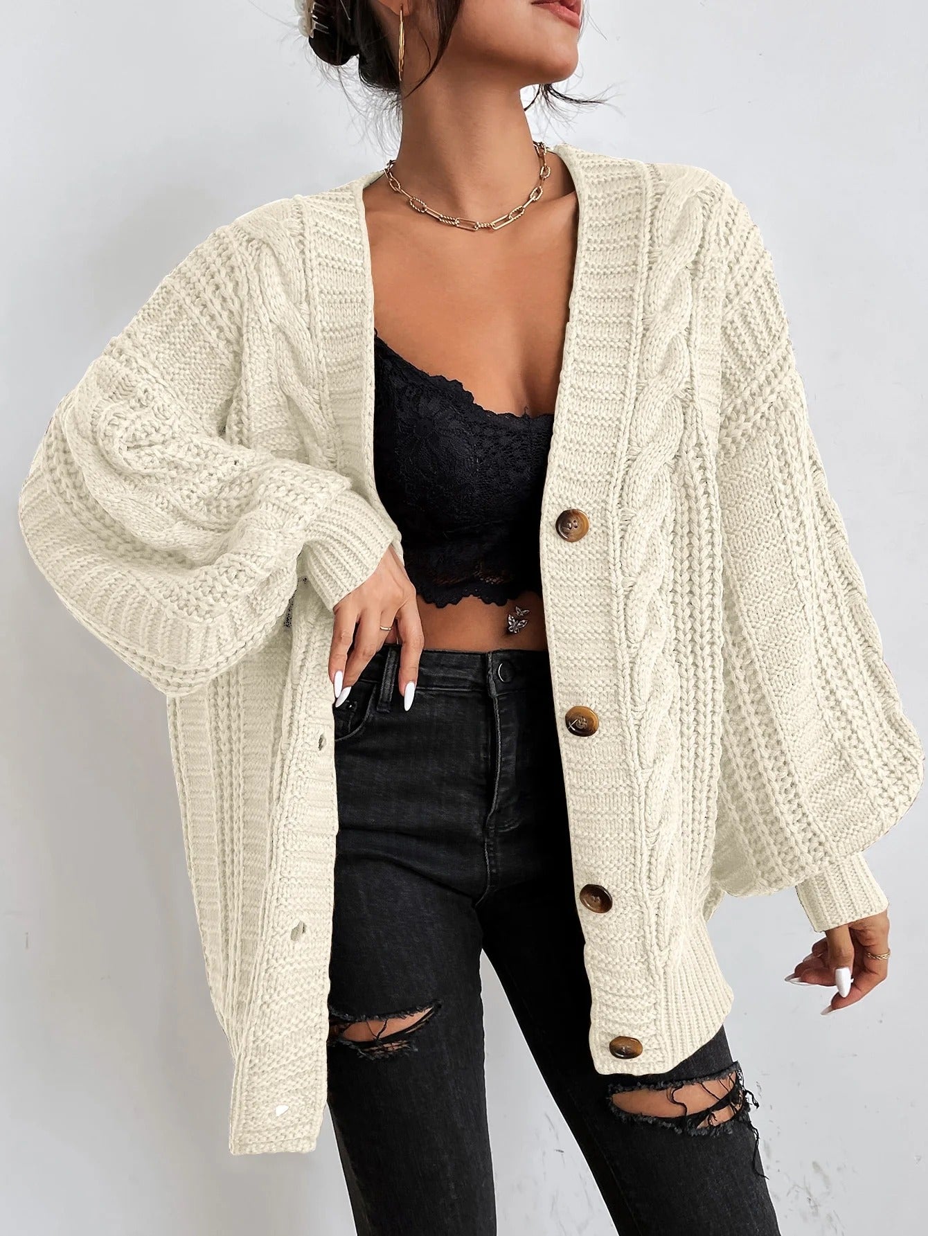 Soft Women's Oversized Knitted Cardigan Sweater