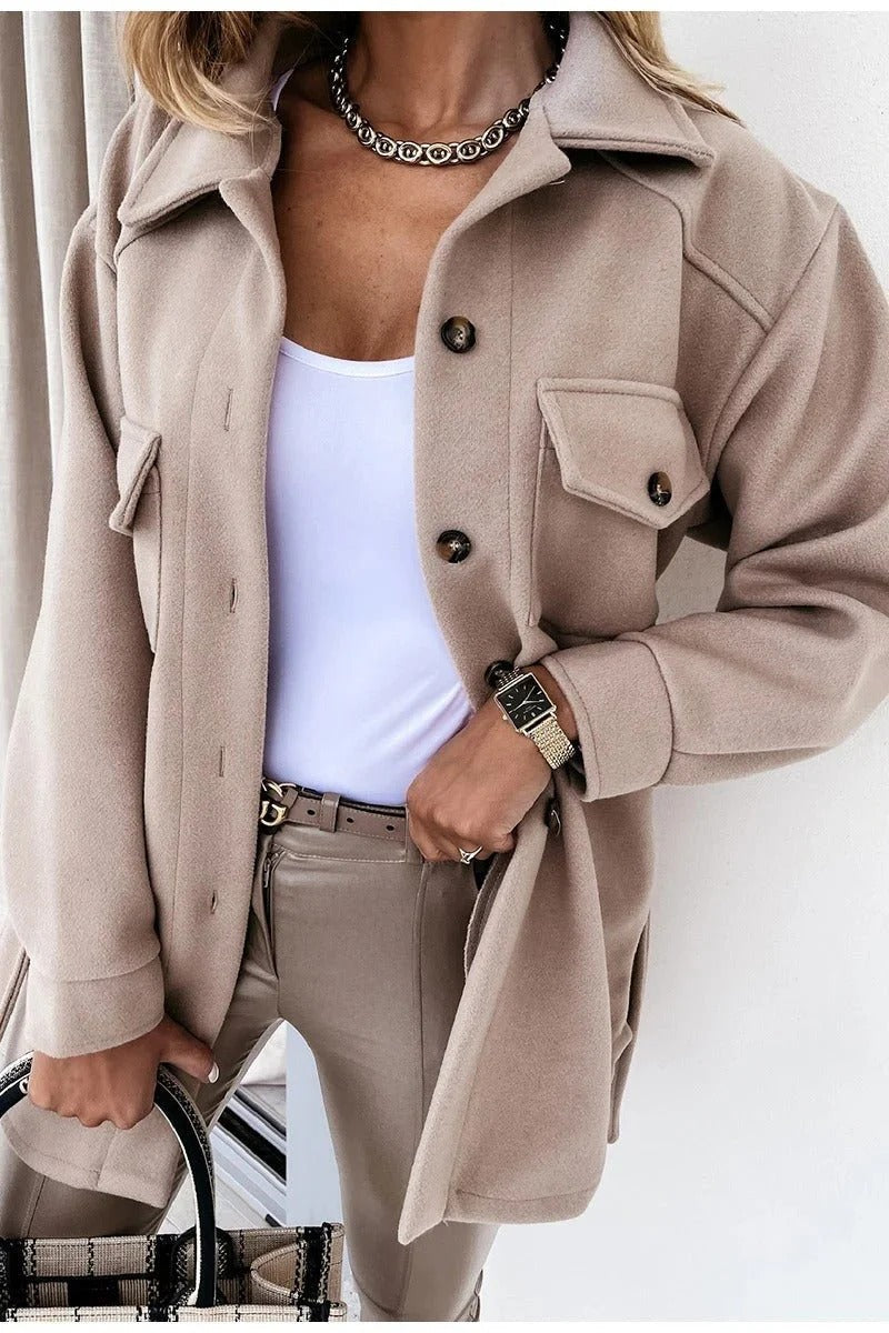 Casual Loose Fit Ladies Shirt Jacket