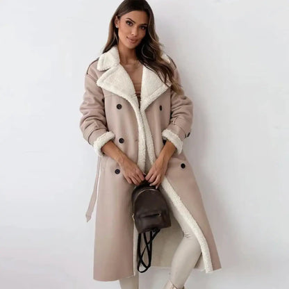 Lunie Women's Fur Leather Long Coat