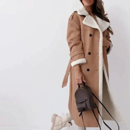 Lunie Women's Fur Leather Long Coat