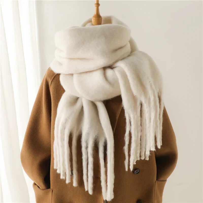 Soft Cashmere Winter Scarf for Women with Tassels - OutfitLondon