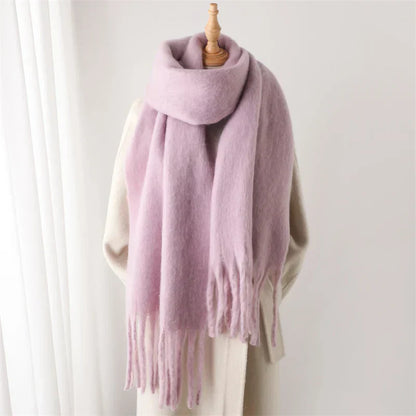 Soft Cashmere Winter Scarf for Women with Tassels