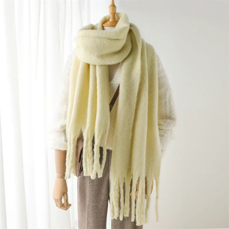Soft Cashmere Winter Scarf for Women with Tassels