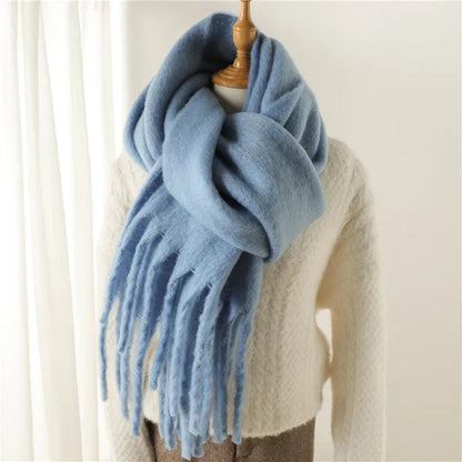 Soft Cashmere Winter Scarf for Women with Tassels