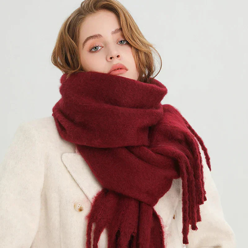 Soft Cashmere Winter Scarf for Women with Tassels