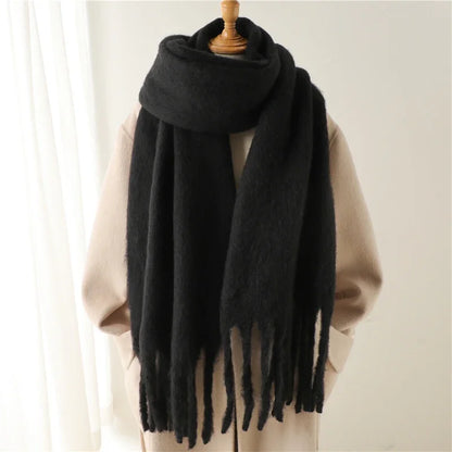 Soft Cashmere Winter Scarf for Women with Tassels