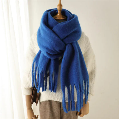 Soft Cashmere Winter Scarf for Women with Tassels