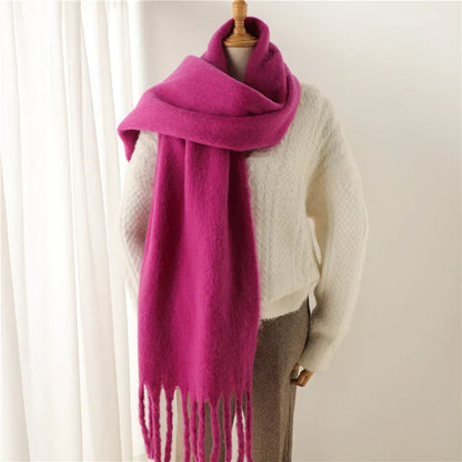 Soft Cashmere Winter Scarf for Women with Tassels