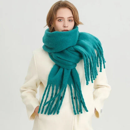 Soft Cashmere Winter Scarf for Women with Tassels