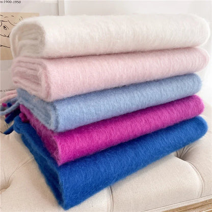 Soft Cashmere Winter Scarf for Women with Tassels