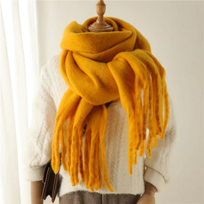 Soft Cashmere Winter Scarf for Women with Tassels