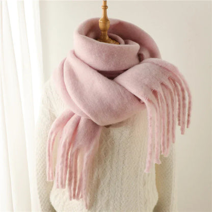 Soft Cashmere Winter Scarf for Women with Tassels