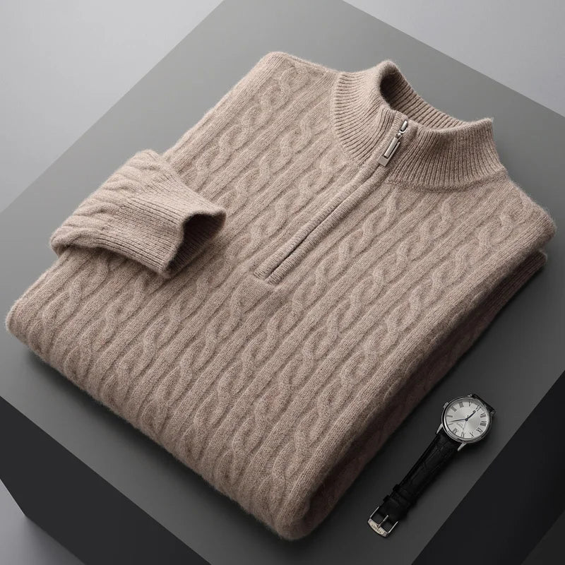 Classic Crew Neck Cable Sweater For Men - OutfitLondon
