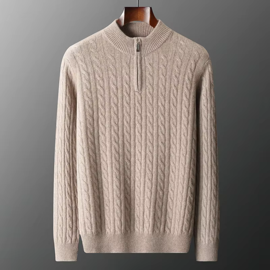 Classic Crew Neck Cable Sweater For Men