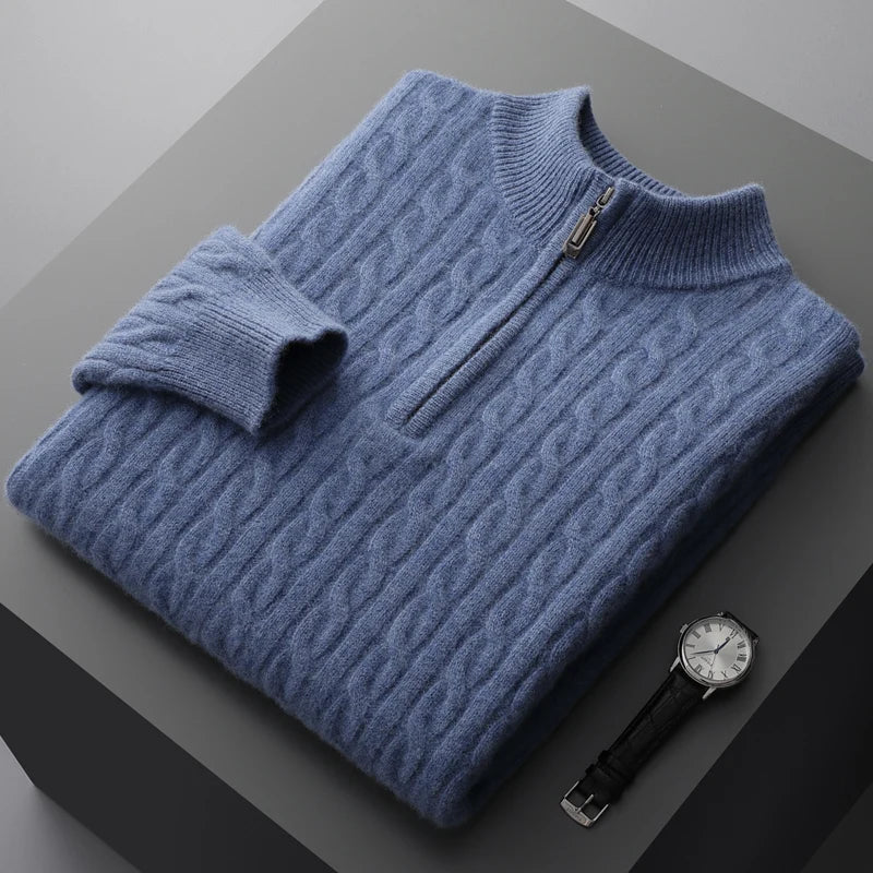 Classic Crew Neck Cable Sweater For Men
