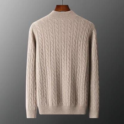 Classic Crew Neck Cable Sweater For Men