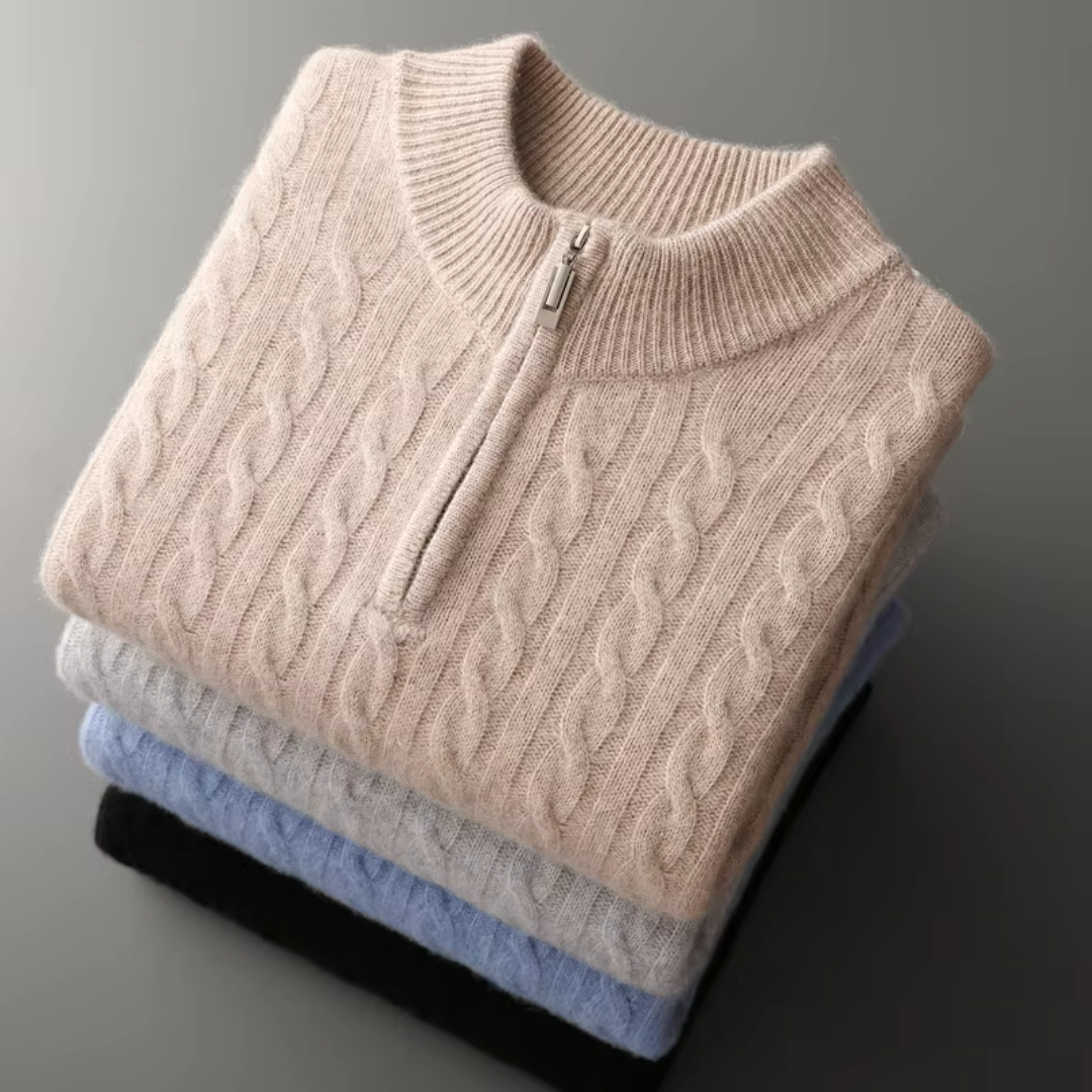 Classic Crew Neck Cable Sweater For Men
