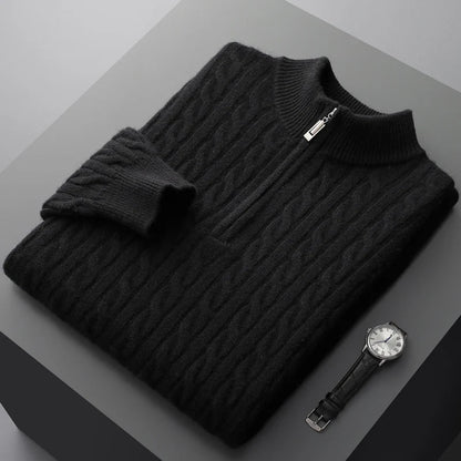 Classic Crew Neck Cable Sweater For Men