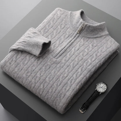 Classic Crew Neck Cable Sweater For Men