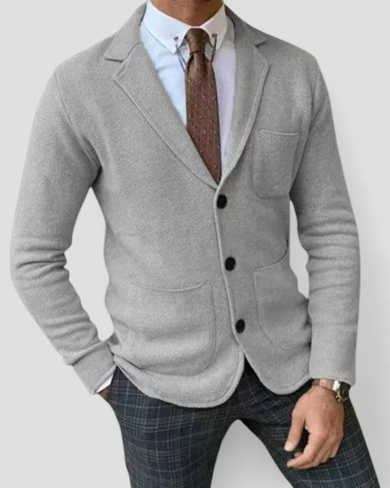 Slim Fit Crew Neck Knit Cardigan - OutfitLondon