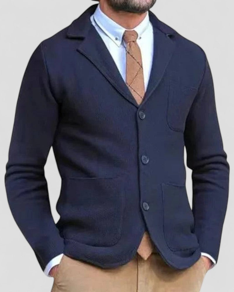 Slim Fit Crew Neck Knit Cardigan